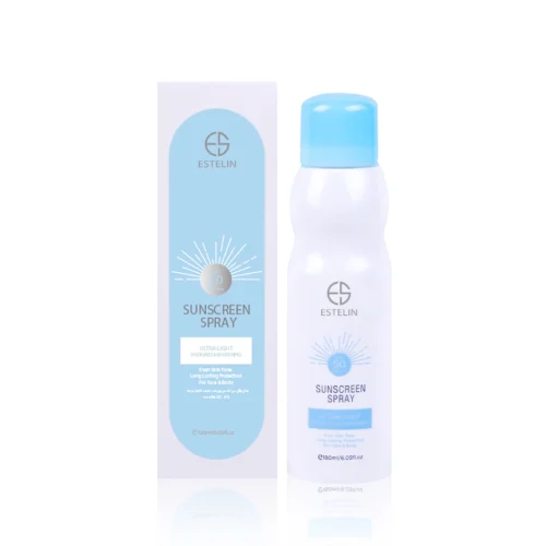 اسپری ضدآفتاب استلین فوق سبک آبرسان و ضدلک بیرنگ 180میل Estelin Ultra-Light Hydrating Invisible Sunscreen Spray SPF50 +++PA